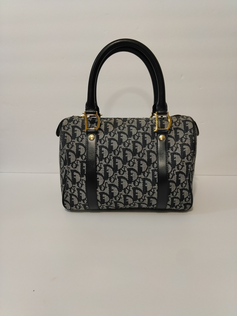 Christian Dior Vintage Navy Blue Trotter Boston Bag Diorissimo Canvas Small EUC - Picture 2 of 14